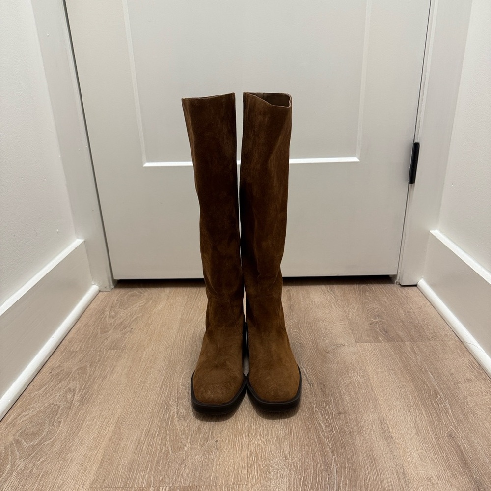 Stuart Weitzman Women's Brown Suede Heeled Boots